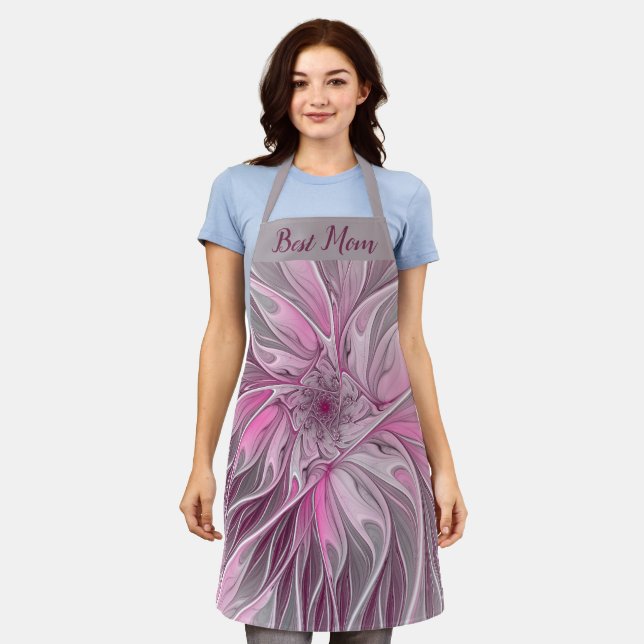Fraktal Rosa Blume Traum, Fantasy Beste Mama Schürze (Getragen)
