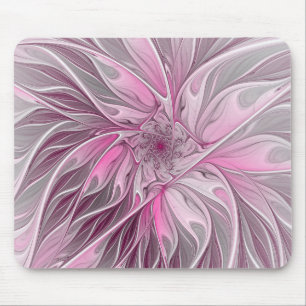 Fraktal-rosa Blumen-Traum, Blumenphantasie-Muster Mousepad