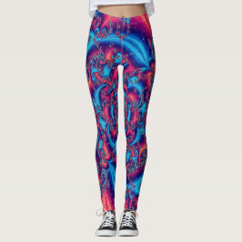 Fraktal, rosa, Lila und blau Leggings