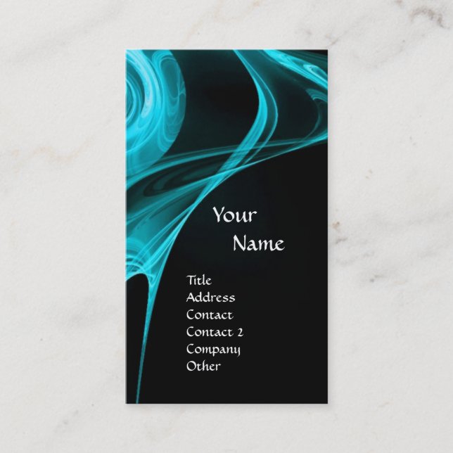 FRAKTAL ROSE 3 hellblau schwarz Visitenkarte (Vorderseite)