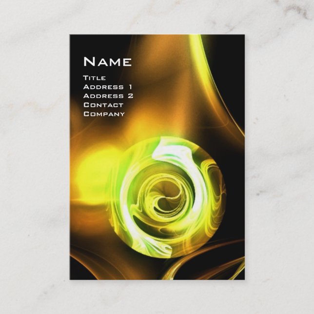 FRAKTAL ROSE 4 MONOGRAM hellgelb, schwarz Visitenkarte (Vorderseite)