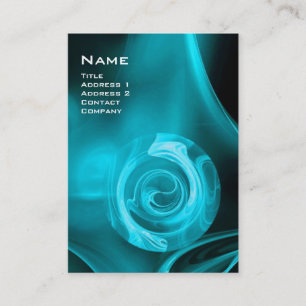 FRAKTAL ROSE 4 MONOGRAMM hell blau Schwarz-weiß Visitenkarte