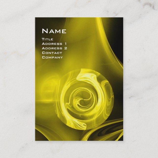 FRAKTAL ROSE 4 MONOGRAMM hellgelb, schwarz Visitenkarte (Vorderseite)