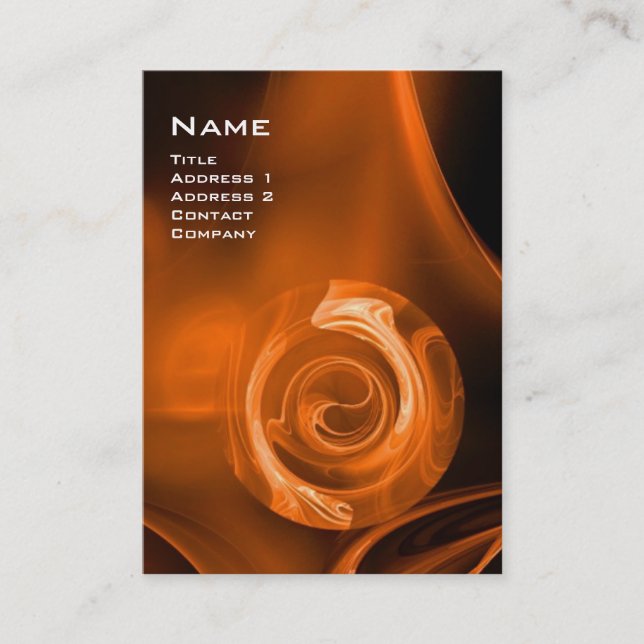 FRAKTAL ROSE 4 MONOGRAMM kräftig orange schwarz Visitenkarte (Vorderseite)