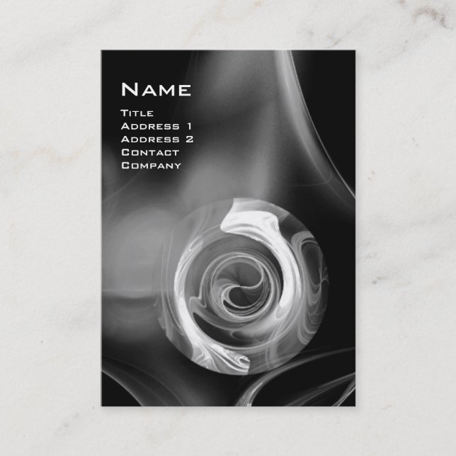 FRAKTAL ROSE 4 MONOGRAMM Schwarz-weiß grau Visitenkarte (Vorderseite)