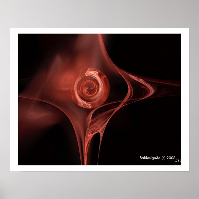 FRAKTAL ROSE, rot braun Poster (Vorne)