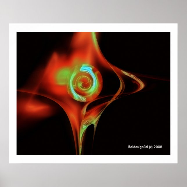 FRAKTAL ROSE, rot-grün Poster (Vorne)