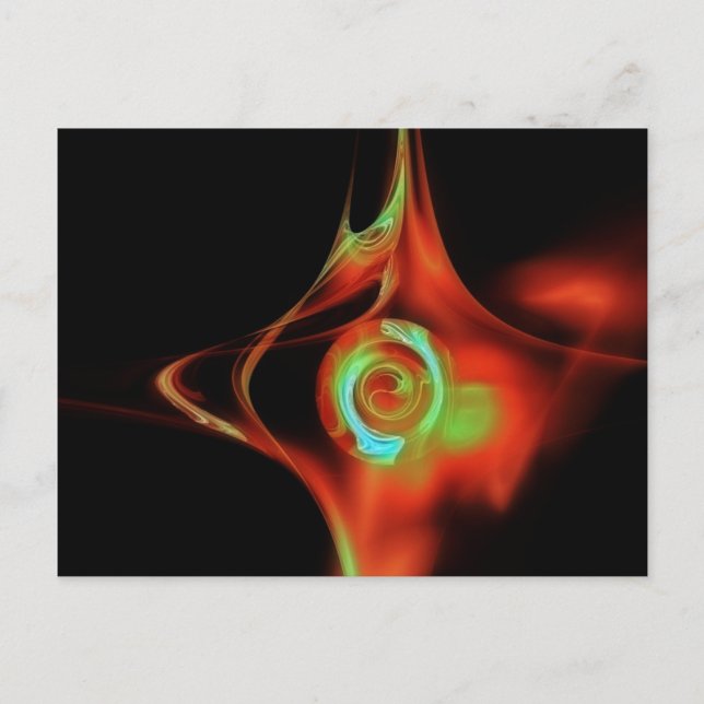 FRAKTAL ROSE, rot-grün Postkarte (Vorderseite)