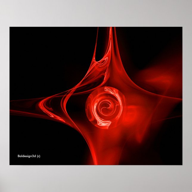 FRAKTAL ROSE, rot, schwarz Poster (Vorne)