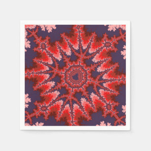 Fraktal Rot, Blau und Rosa Geburtstag Serviette