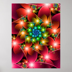 Fraktal Rote Blume Poster