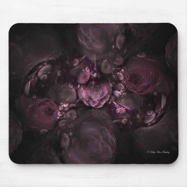 Fraktal-rote Mit Blumenrosa Mousepad (Vorne)