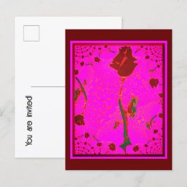 Fraktal Rote Rose Einladung Postkarten