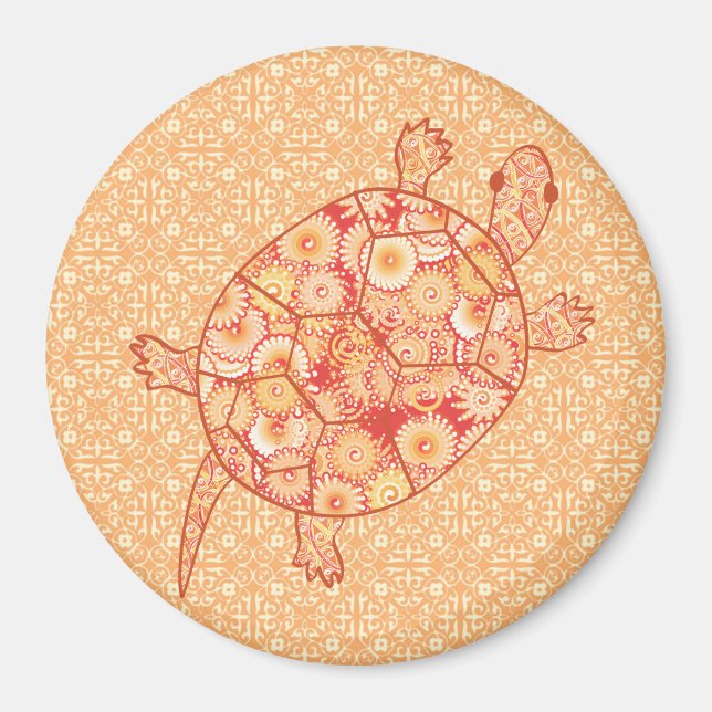 Fraktal-Schildkröte - Mandarinen Magnet (Vorne)