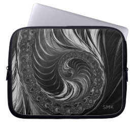 Fraktal Schwarz-weiß Golden Ratio Nautilus Monogra Laptopschutzhülle