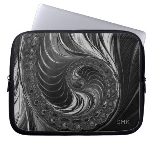 Fraktal Schwarz-weiß Golden Ratio Nautilus Monogra Laptopschutzhülle