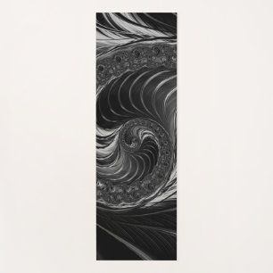 Fraktal Schwarz-weiß Metal Nautilus Swirl Yogamatte