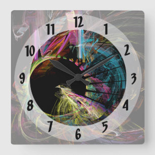 Fraktal - Schwarzes Loch Quadratische Wanduhr
