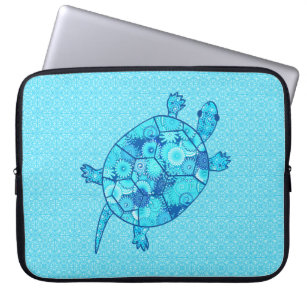 Fraktal-Schwirbelschildkröte - Kobalt und Türkisbl Laptopschutzhülle