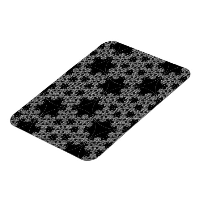 Fraktal Snowflake Design Crochet B&W Magnet (Linke Seite)
