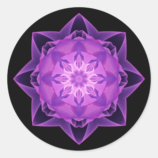 Fraktal Stardust lila Runder Aufkleber (Vorderseite)