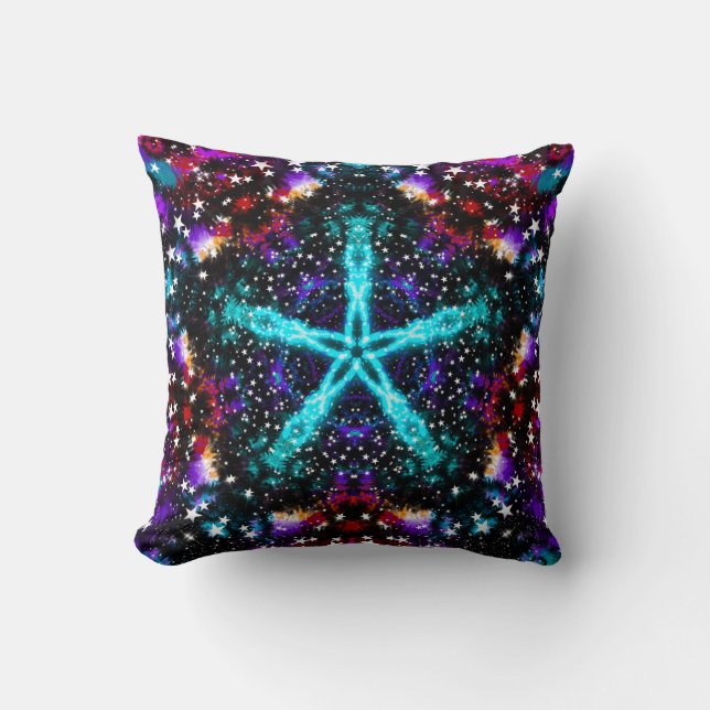 Fraktal Stars Universe Mandala Star Kissen (Vorderseite)