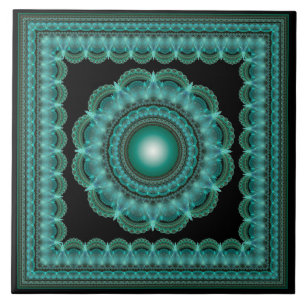 Fraktal strahlt gerahmte Mandala Fliese