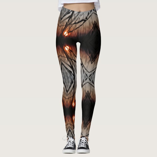 Fraktal Sun Graphic Custom Leggings (Vorderseite)