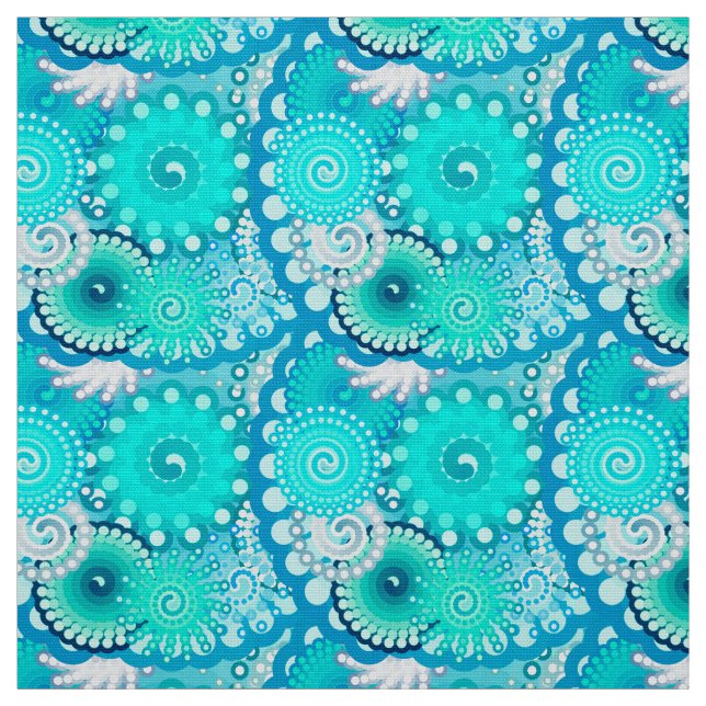 Fraktal Swirbelmuster, Light Blue und Aqua Stoff (Muster)