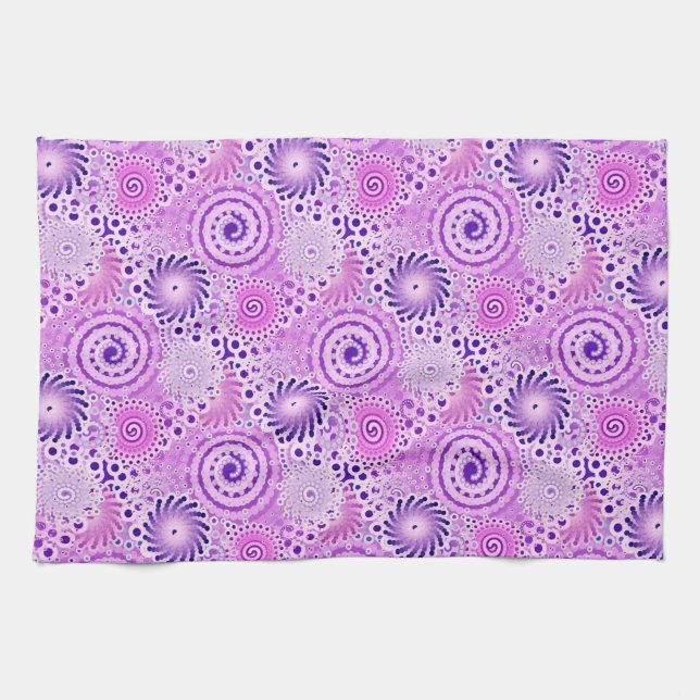 Fraktal-Swirbelmuster, violett, orchid Geschirrtuch (Horizontal)