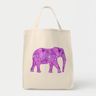 Fraktal Swirl Elephant, Lila und Orchid Tragetasche