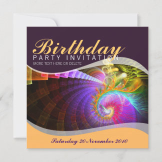 Fraktal Swirl Geburtstagsparty Einladung