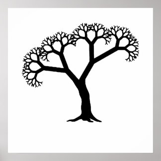 Fraktal Tree Black Poster
