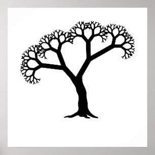 Fraktal Tree Black Poster
