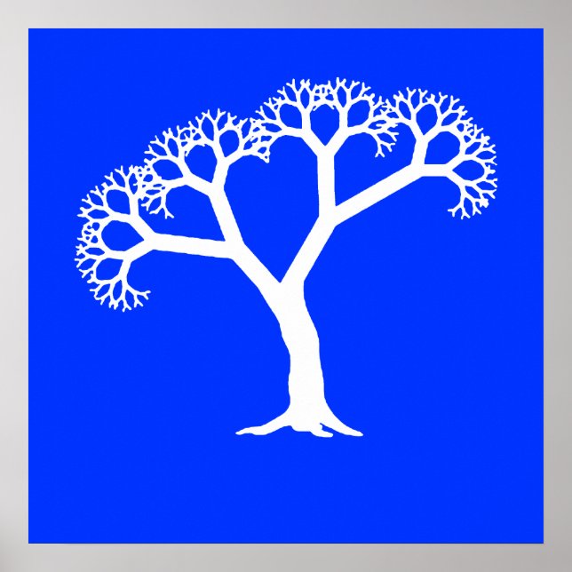 Fraktal Tree White Poster (Vorne)