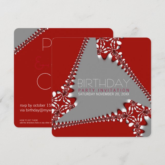 Fraktal Tri-Abstrakt Birthday Einladung (Vorne/Hinten)