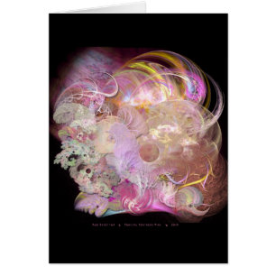 Fraktal versieht rosa Karte mit Federn