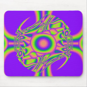 Fraktal-Verzerrungs-lila grünes psychedelisches Mousepad