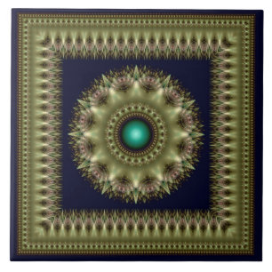 Fraktal verzierte grüne Keramik Fliesen