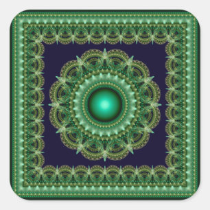 Fraktal verzierter Stern Mandala Quadratischer Aufkleber