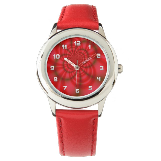 Fraktal von Red Candy Stripes Armbanduhr (Vorderseite)