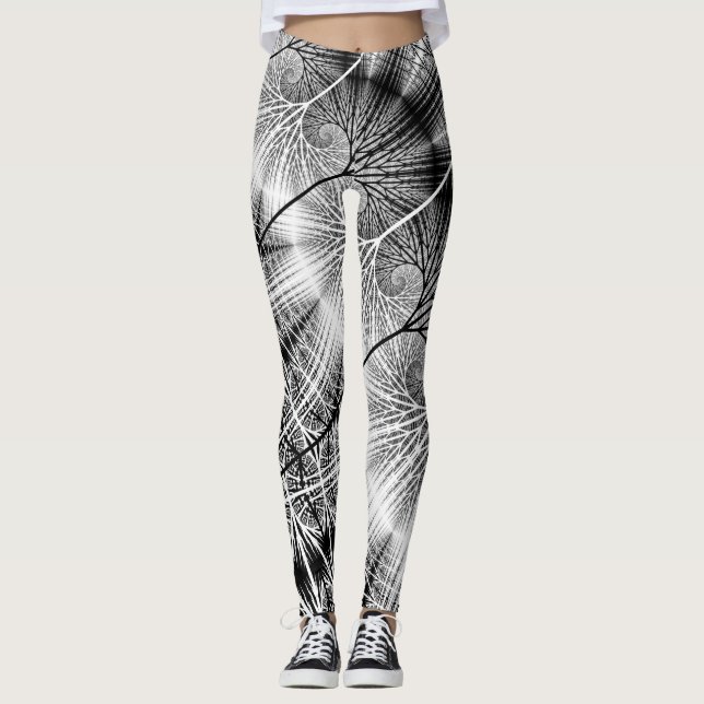 Fraktal-Waldmystisches transparentes gewundenes Leggings (Vorderseite)