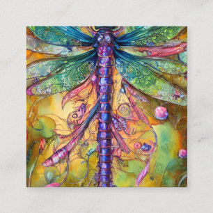 Fraktal Watercolor Dragonfly Quadratische Visitenkarte
