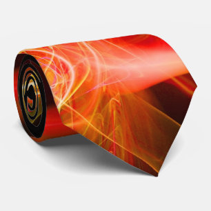 FRAKTAL WELLEN UND WIRBEL IN GELBORANGE SCHWARZ KRAWATTE