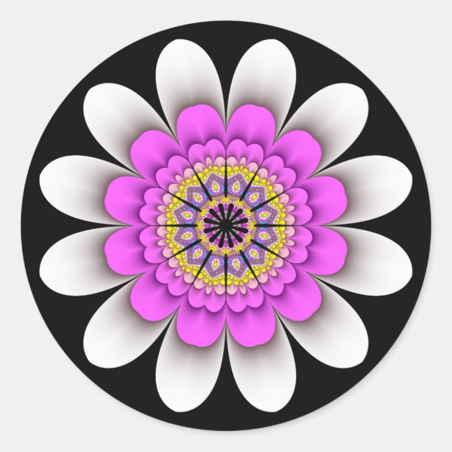 Fraktal White Blume Power Stickers (Vorderseite)