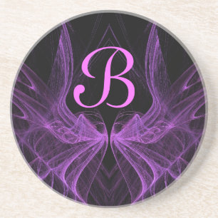 Fraktal Wings Series 1 - Lila Untersetzer—1 von Sandstein Untersetzer
