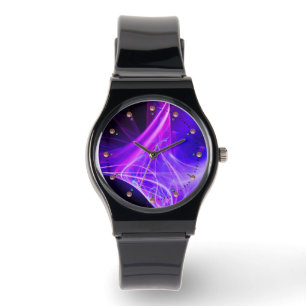 FRAKTAL-WIRBEL IN LILA PINKBLAU ARMBANDUHR