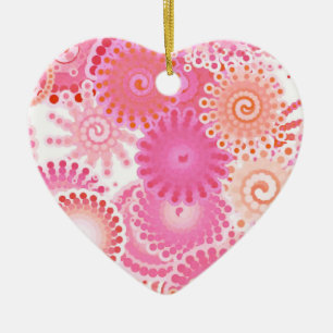 Fraktal-Wirbel, Rosa- und Korallenfarben Keramikornament