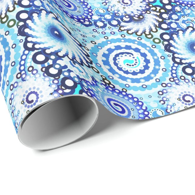 Fraktal wirbelfarben, blau geschenkpapier (Rolleneckpunkt)