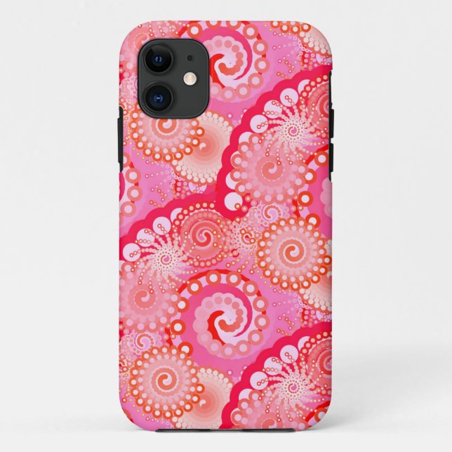 Fraktal wirbelfarbene Muster, rosa, fuchsienfarben Case-Mate iPhone Hülle (Rückseite)